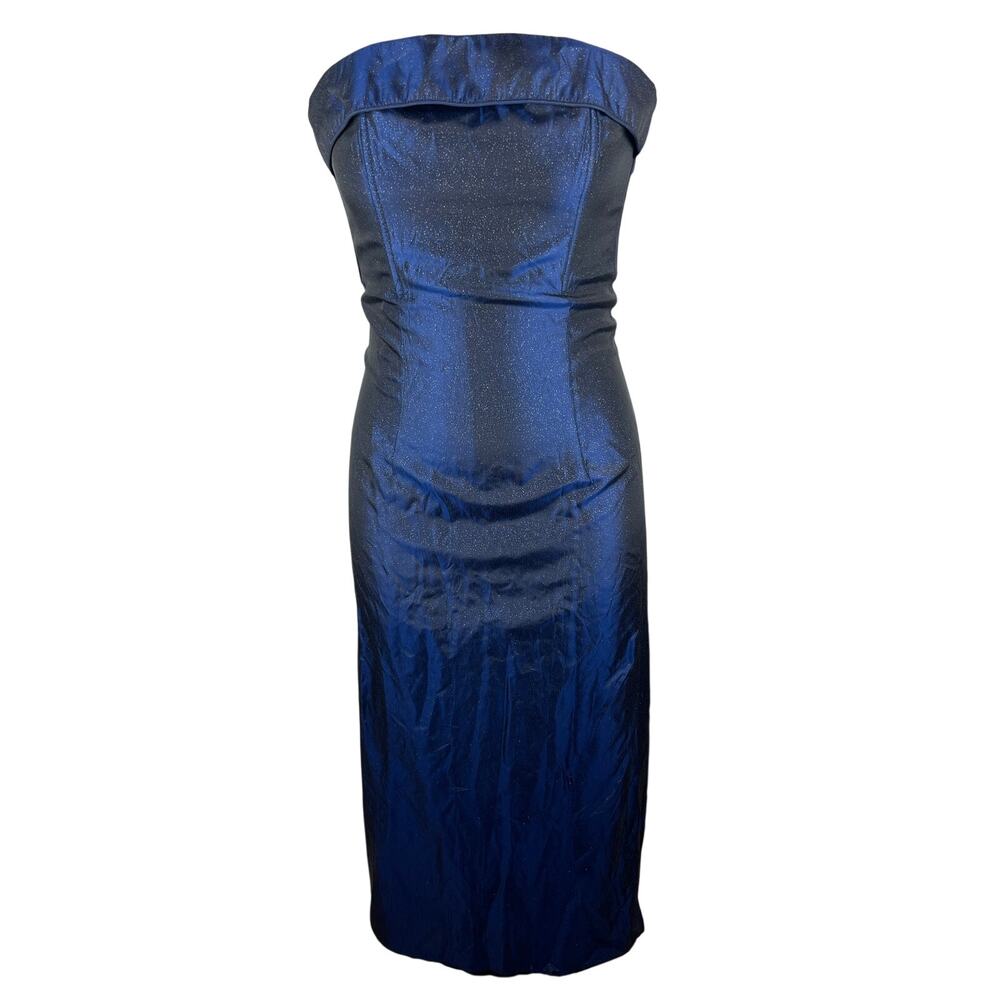 Vintage Gunne Sax Jessica McClintock Blue Glitter Strapless Gown Size 5 USA
